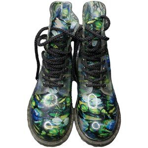 Dirty Laundry Rain Combat Boots Rainforest Print  S7 Lace Up Waterproof Boots